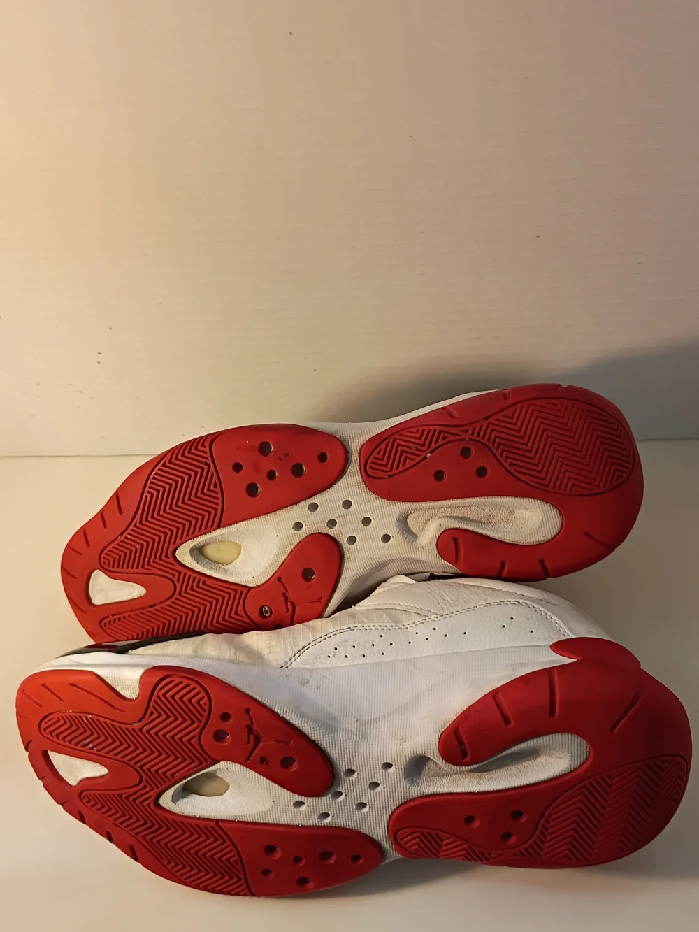 Jordan Low Top Sneakers in White, Black & Red